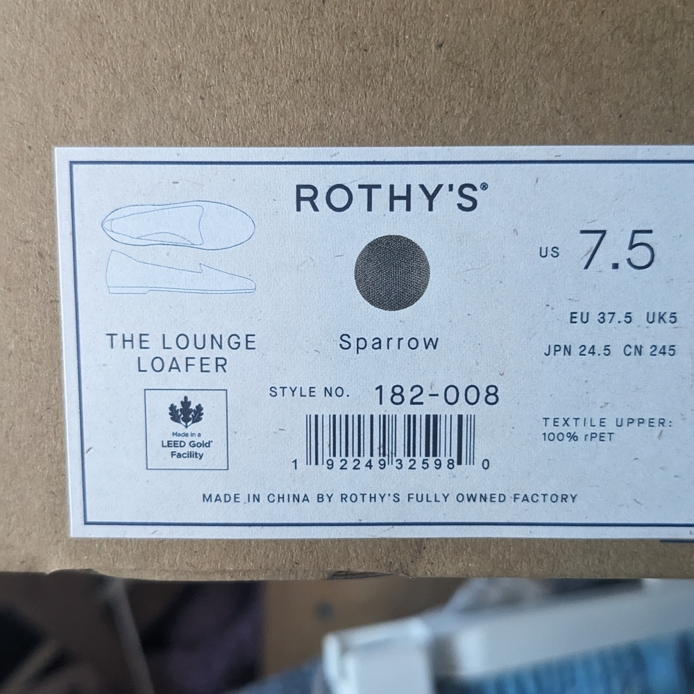 Rothy's Lounge Loafer Sparrow Ballet Flat Casual Shoes NIB - Picture 6 of 10